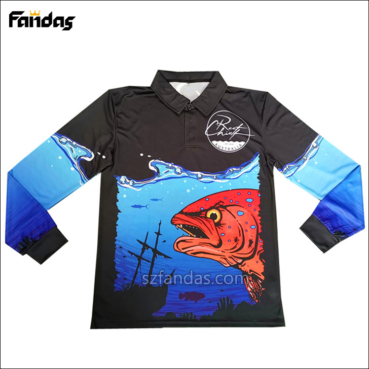 Wholesale polyester long sleeve quick dry uv fishing shirts fishing jersey