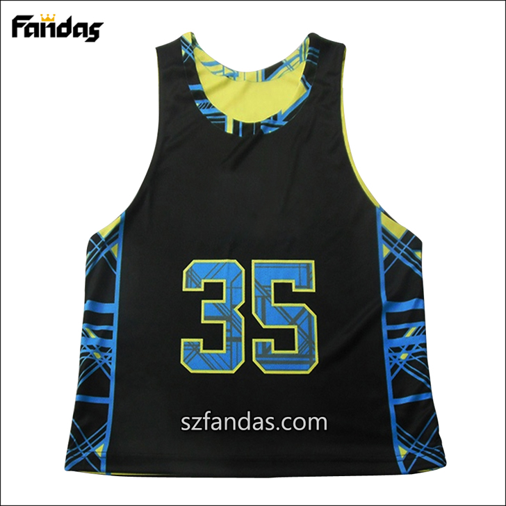 Fashion design cheap custom sublimated reversible lacrosse pinnies