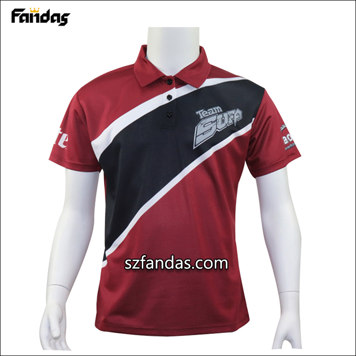 High quality custom made full printing 100% Polyester sublimated sport polo shirts 