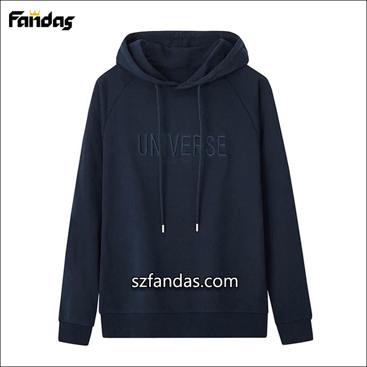 Custom Embroidery Logo 100% Cotton French Terry Mens Hoodies 